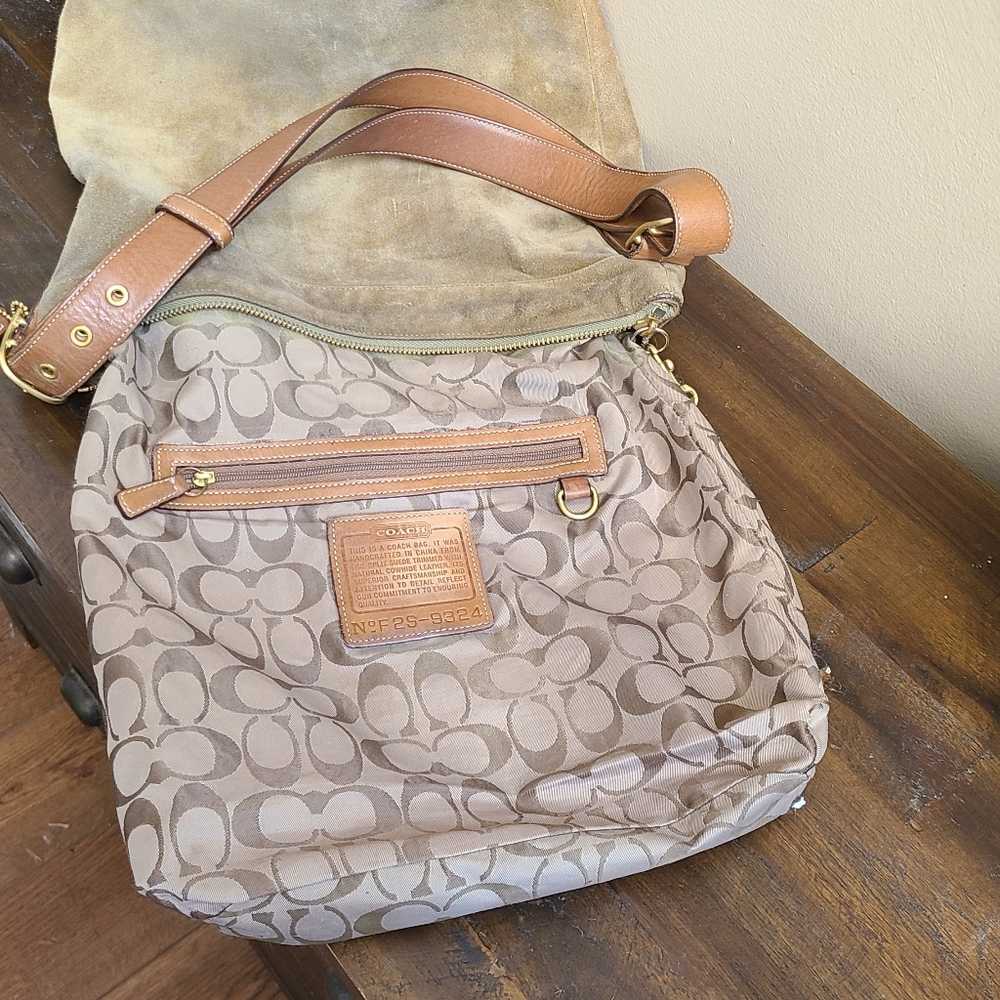 Coach Suede Olive Green Shoulder Bag 9324 - Picture 10 of 16